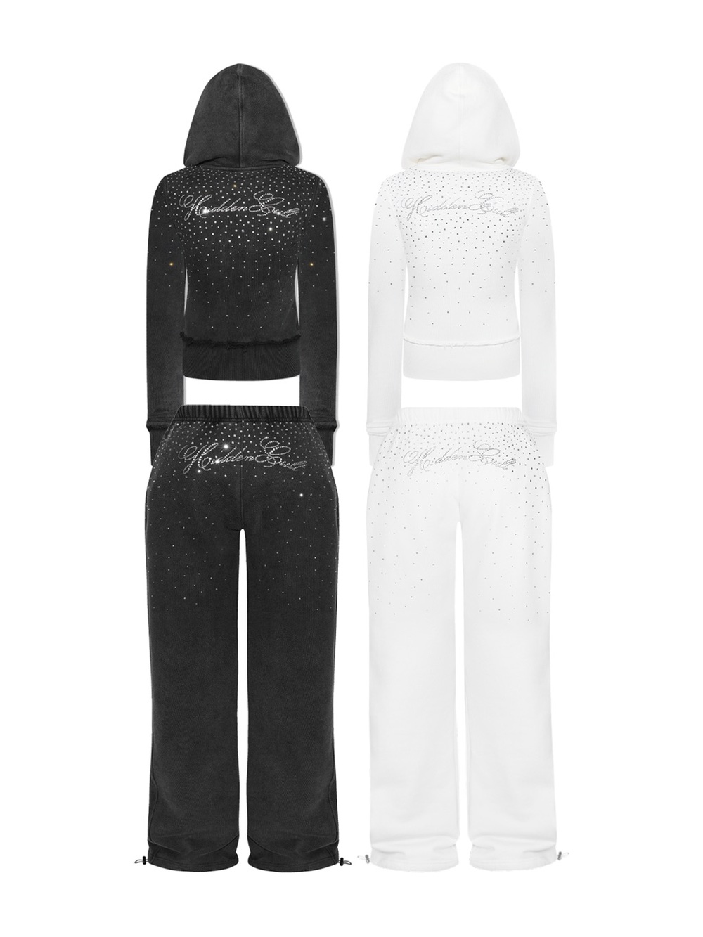 NWT Hidden Cult Rhinestone Black Wash Set in XS